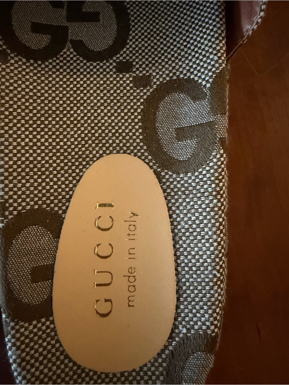 Gucci Brown Beige GG Monogram Slip-On Shoe - Picture 2 of 6